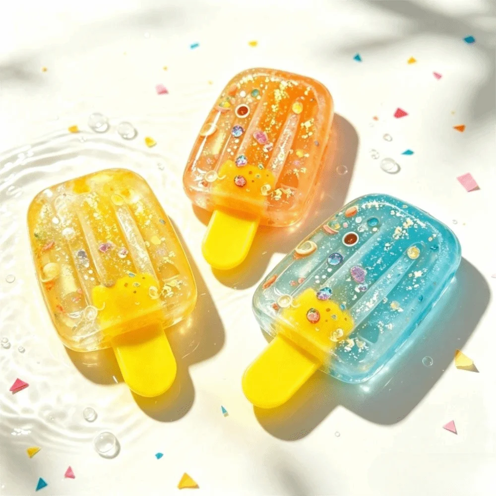 Soft Popsicle Squishy Colorful Slow Rebound Reduce Pressure Transparent Simulated Maltose Popsicle Sensory Birthday Gifts