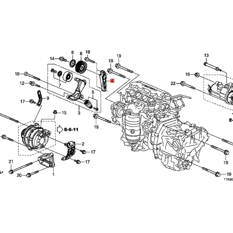 Suitable for 20 19  Ci vi c Bi n In te ll ig en t Cr ow n Da o Li ng Pa i Tensioning wheel bracket Belt pulley bracket