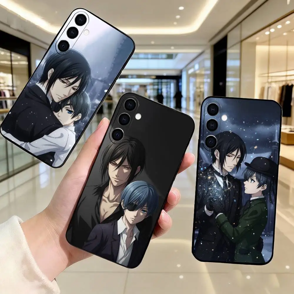 Black Butler Ciel and Sebastian  Phone Case For Samsung Galaxy A73,A72,A71,A70,A53,A52,A51,Others Soft Black Cover