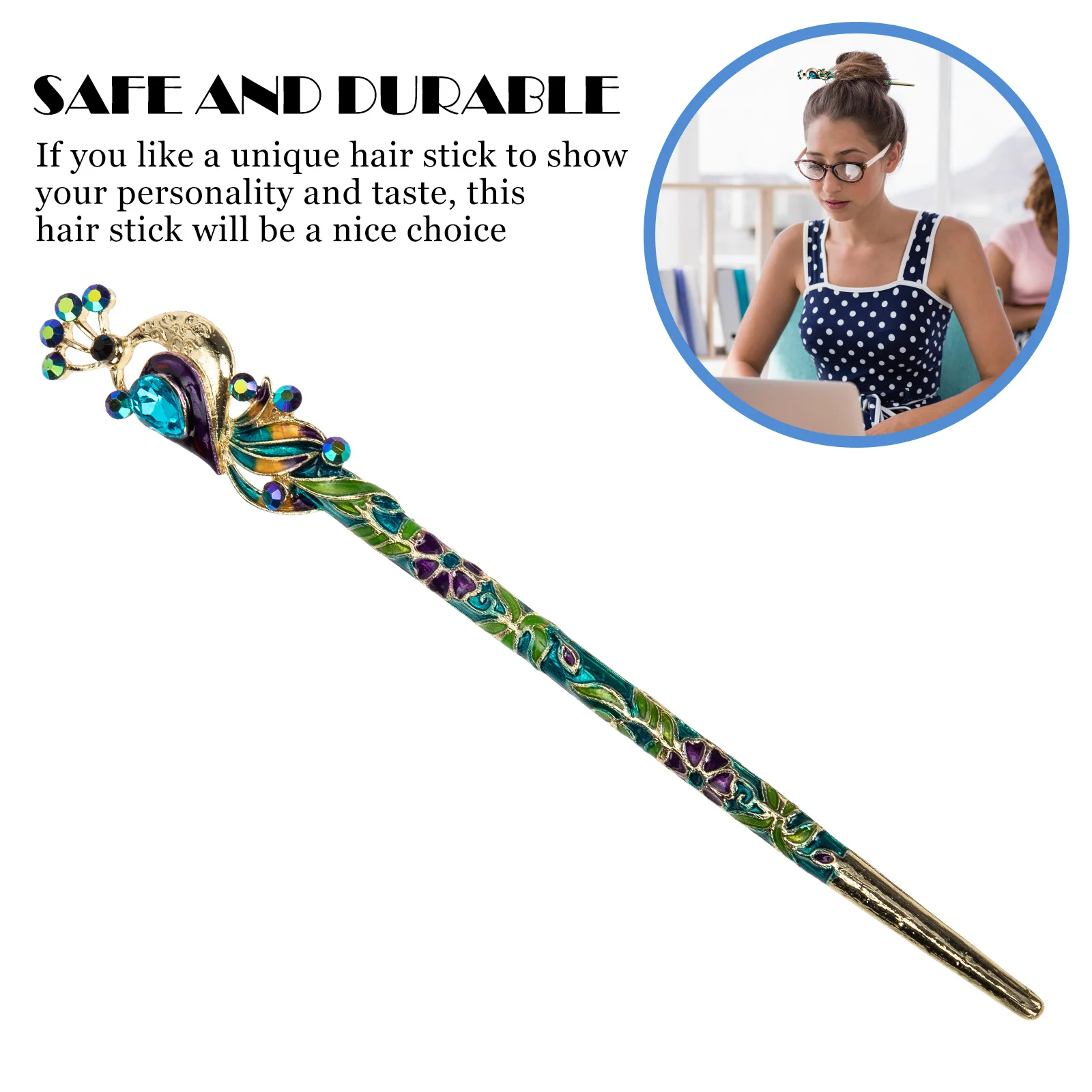

Retro Hair Cloisonne Bun Hairpin Stick for Buns Chinese Style Women Accessories Long Hair Chinese Hairpin Bun Tool