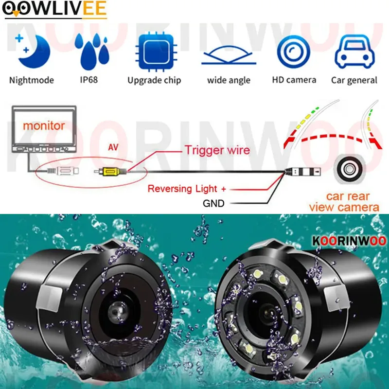 OOWLIVEE Night Vision Car Parking Intelligent System For Car Rear View Camera Dynamic Track Camara For Car Monitor Andriod DVD