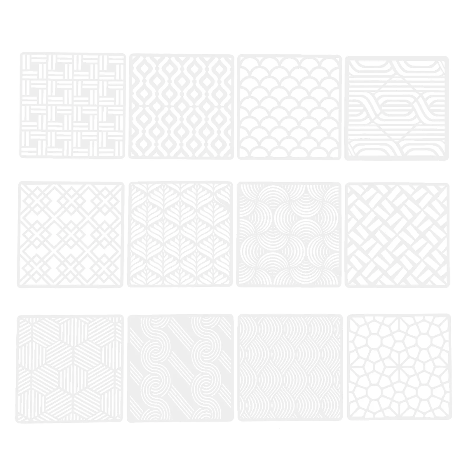 

12pcs Geometry Stencils Reusable Craft Drawing Templates DIY Painting Stencils