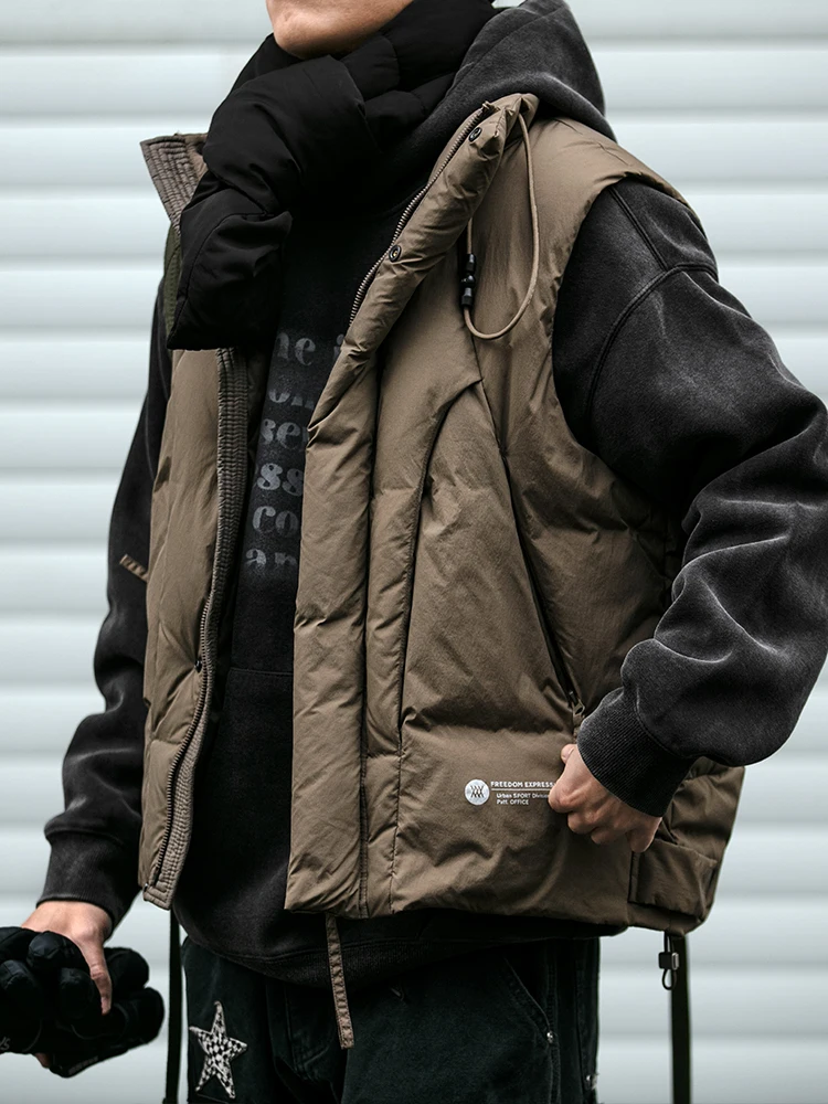 Korean Streetwear Winter Men'S Padding High End Men'S Clothing Down Vest Lightweight Padded Jackets Sleeveless Puffer Jacket