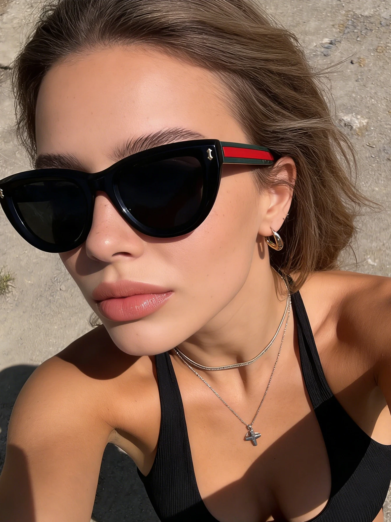 1 Stück stilvolle, coole schwarze Cat-Eye-Sonnenbrille, UV-Schutz, Runway-Stil, modisches Outfit, Urlaubsreisen