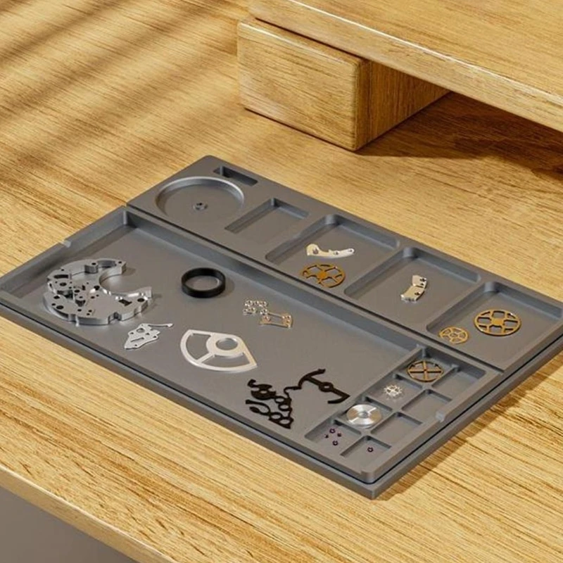 

Multi Compartment Watchmaker Tool Tray For Precisions Parts Organization And Secure Storage