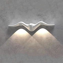 Nordic Minimalist White Interior Decoration Sconce Light With Modern Creative Wing Shaped Led Bedroom Balcony Corridor Wall Lamp