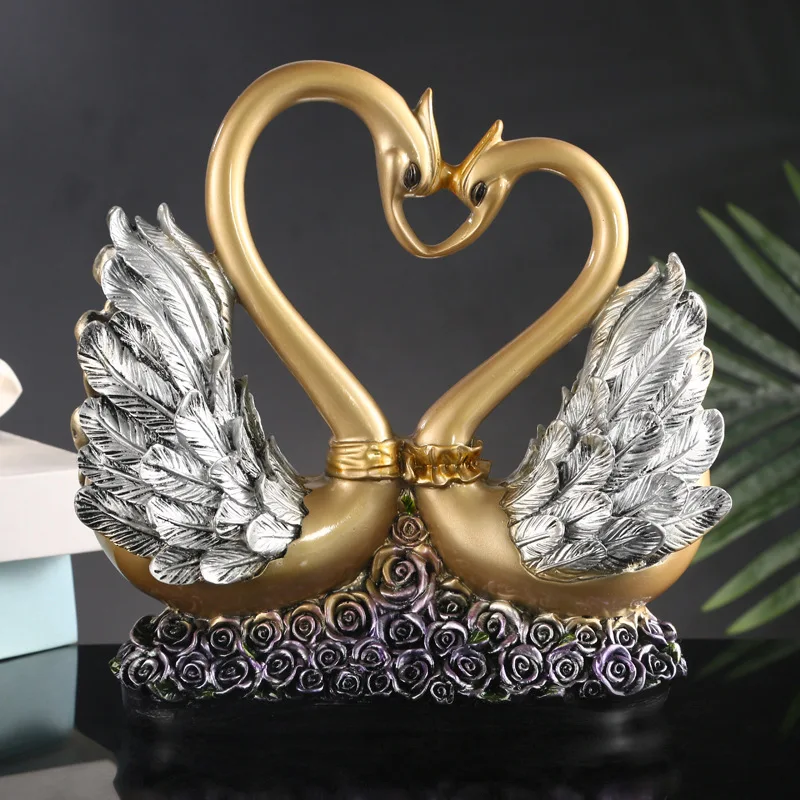 

European Creative Home Decor Swan Resin Craft Decor Living Room Bedroom Bedhead Small Decor Wedding Room Decor