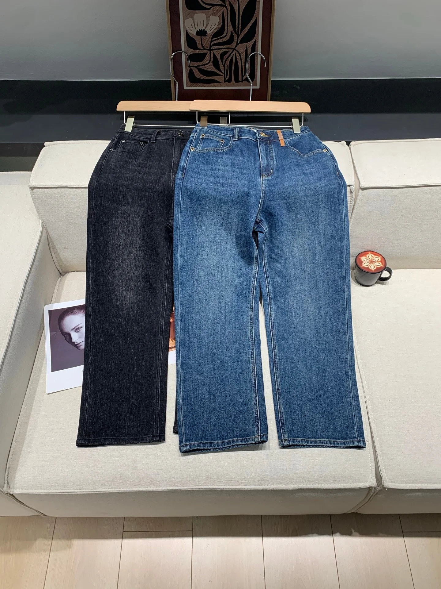 

Women's Cotton Blend Jeans High Waist Straight Casual Denim Pants