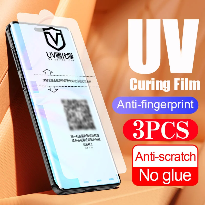 3 pezzi non pellicola protettiva in vetro per Honor Magic 6 5 Pro 4 3 pellicola polimerizzante a luce UV per Honor 100 90 80 70 Pro Plus 60 SE X50