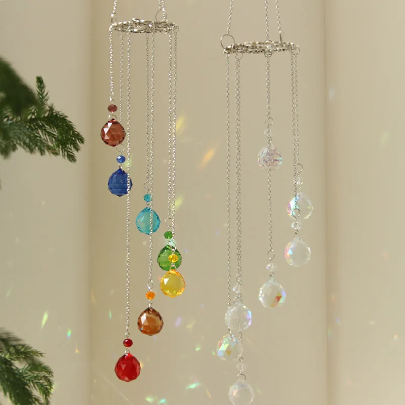 Tree of Life Colorful Crystal Sun Catcher Wind Chime Pendant Rainbow Light and Shadow Pendant Window Balcony Pendant Decoration