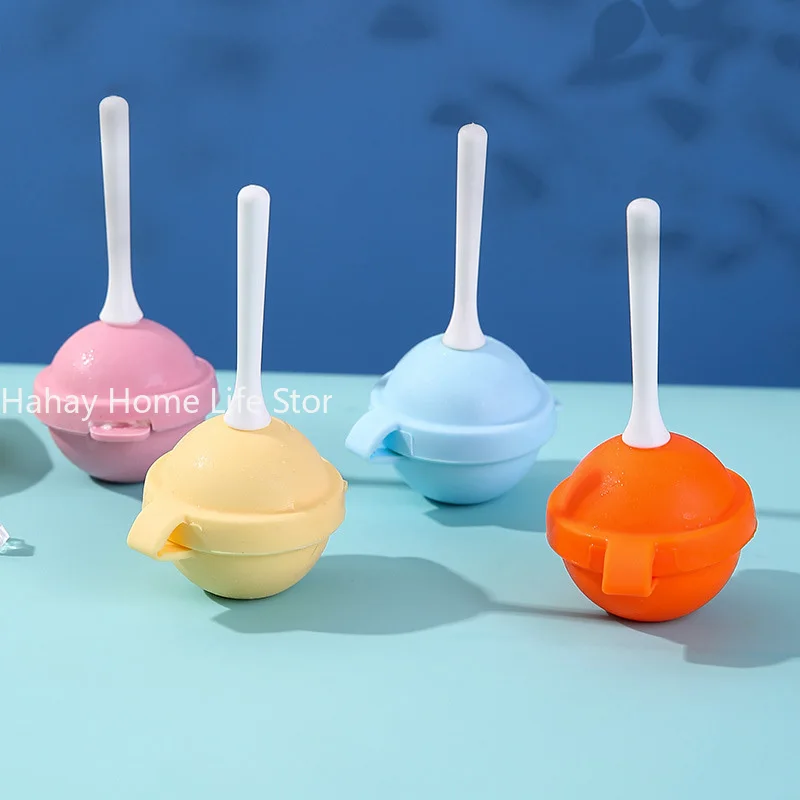 Lollipop Shape Ice Cream Mold Silicone Ice Pops Mold with Stick Portable Cute Popsicle Mould Baby DIY Ice Ball Maker