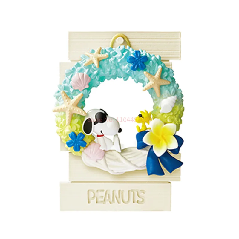 Caja ciega de la serie Re-Ment Snoopy Wreath, colección de adornos de escritorio, artículo de moda, regalos de cumpleaños de alta calidad, genuino, en Stock