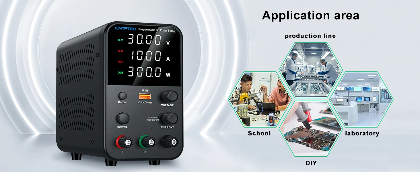 Wanptek Labor-Gleichstromversorgung 30V 5A 30V 10A 60V 5A 120V 3A Einstellbar mit USB-Schnellladung Schaltnetzteil für Laborarbeiten – Detail 7