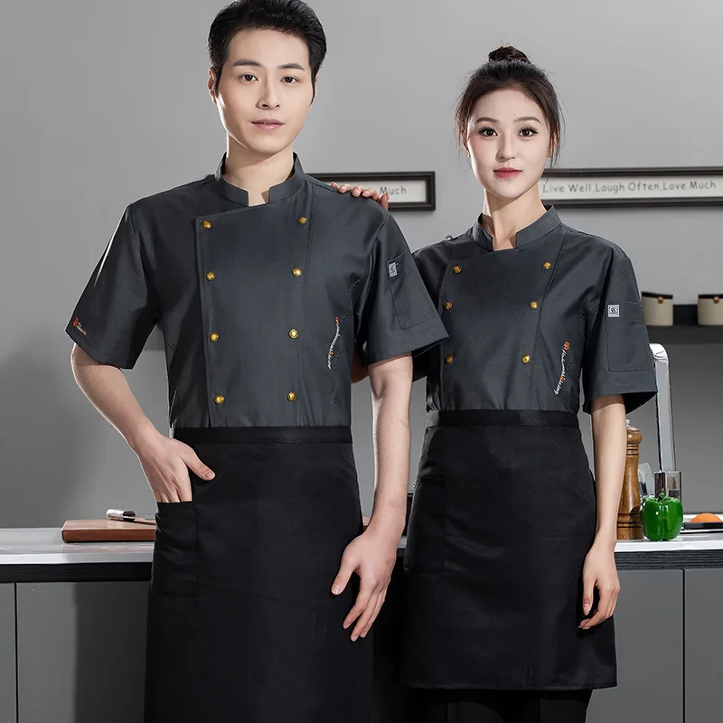 Hotel restaurante chef uniforme de trabalho manga curta cantina padaria pastelaria chef bolo loja verão roupas cozinha workwear