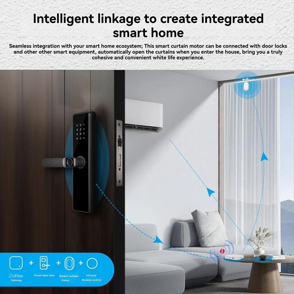 

A04V Tuya ZigBee умный электрический занавес робот синхронизация автоматический открыватель доводчик датчик света приложение дистанционное управление