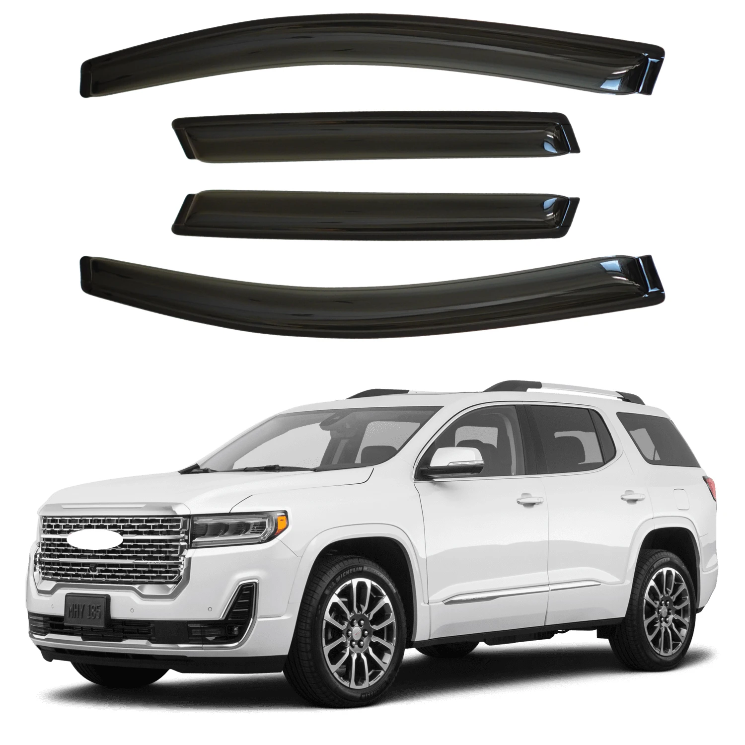 

For GMC Acadia 5-Door SUV 2017-2023 Wind Deflectors Tinted 4pcs Set External Sun Rain Vent Guards 1.5MM