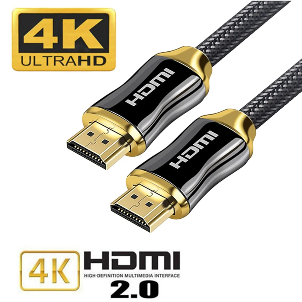 1M 4K 60Hz HDMI To HDMI Braided Cable High Speed 2.0 Golden Plated Connection Cable Cord for UHD FHD 3D Xbox PS3 PS4 TV