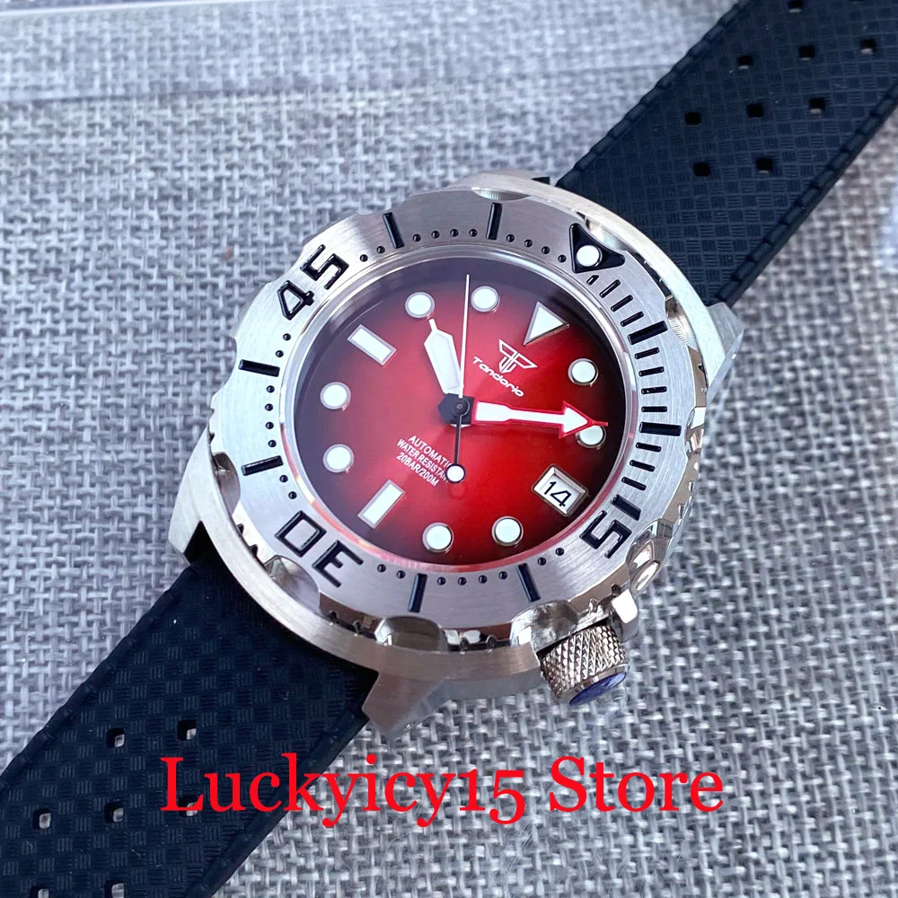 20ATM Waterproof Diving Monster Watch Men Tandorio 42MM Gradient BlacK Red Dial Automatic NH35A Watch Sapphire Glass AR Coating