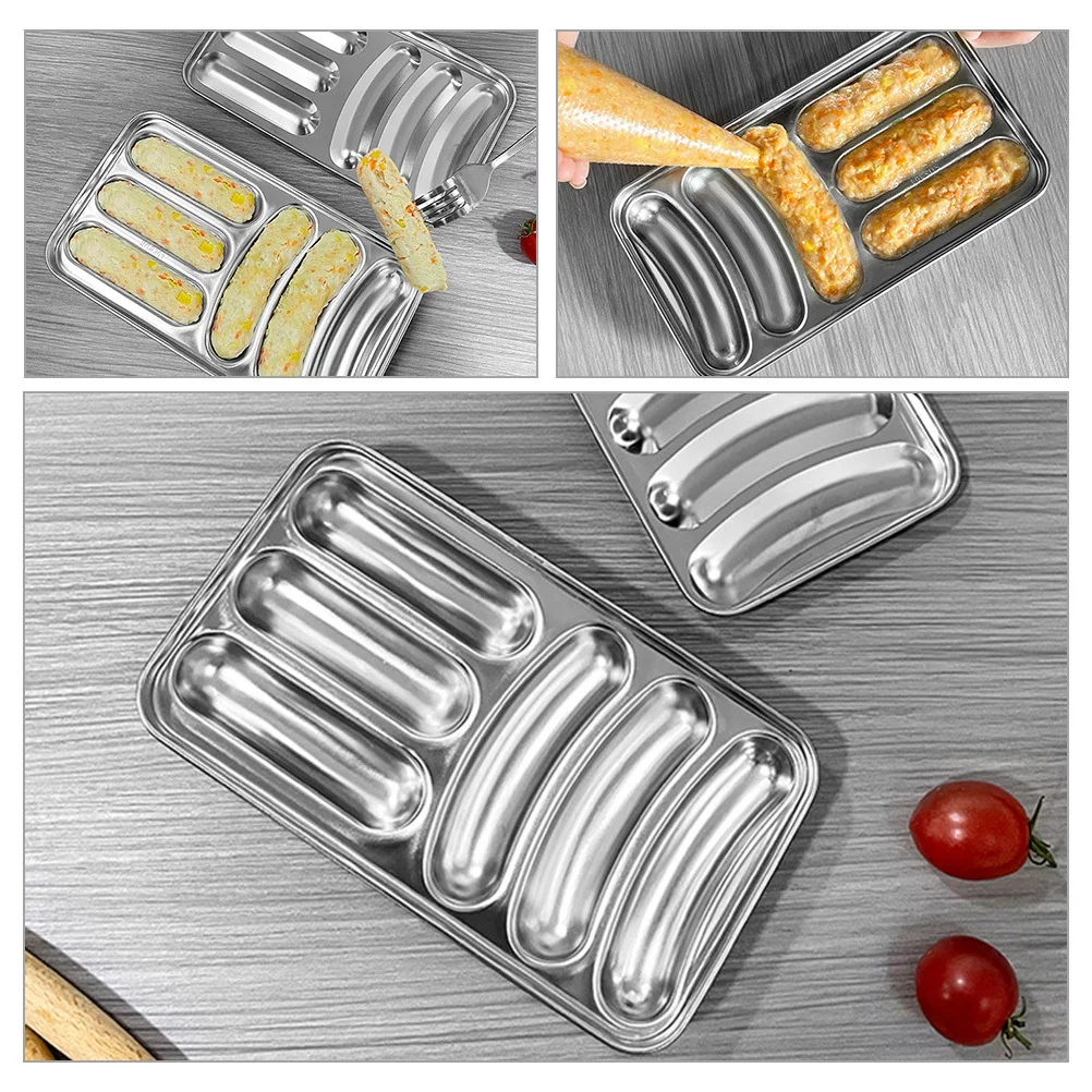 

Stainless Steel Sausage Mold DIY Hot Dog Buns Making Tray Nonstick Heat Proof Baking Pan Homemade Sausage Mould