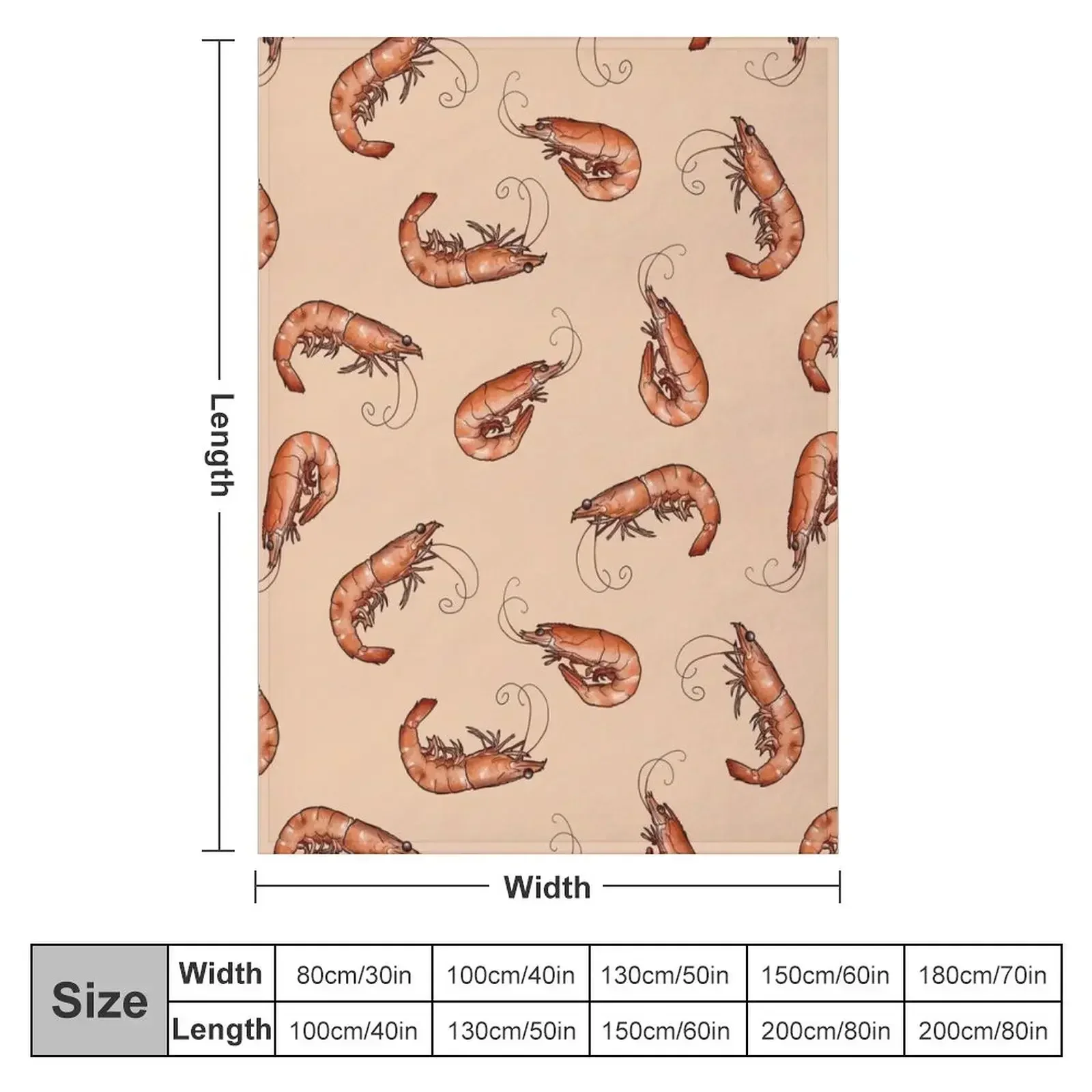 All the Prawns and Shrimp Seafood Feast in Peach Throw Blanket Polar Large Blankets