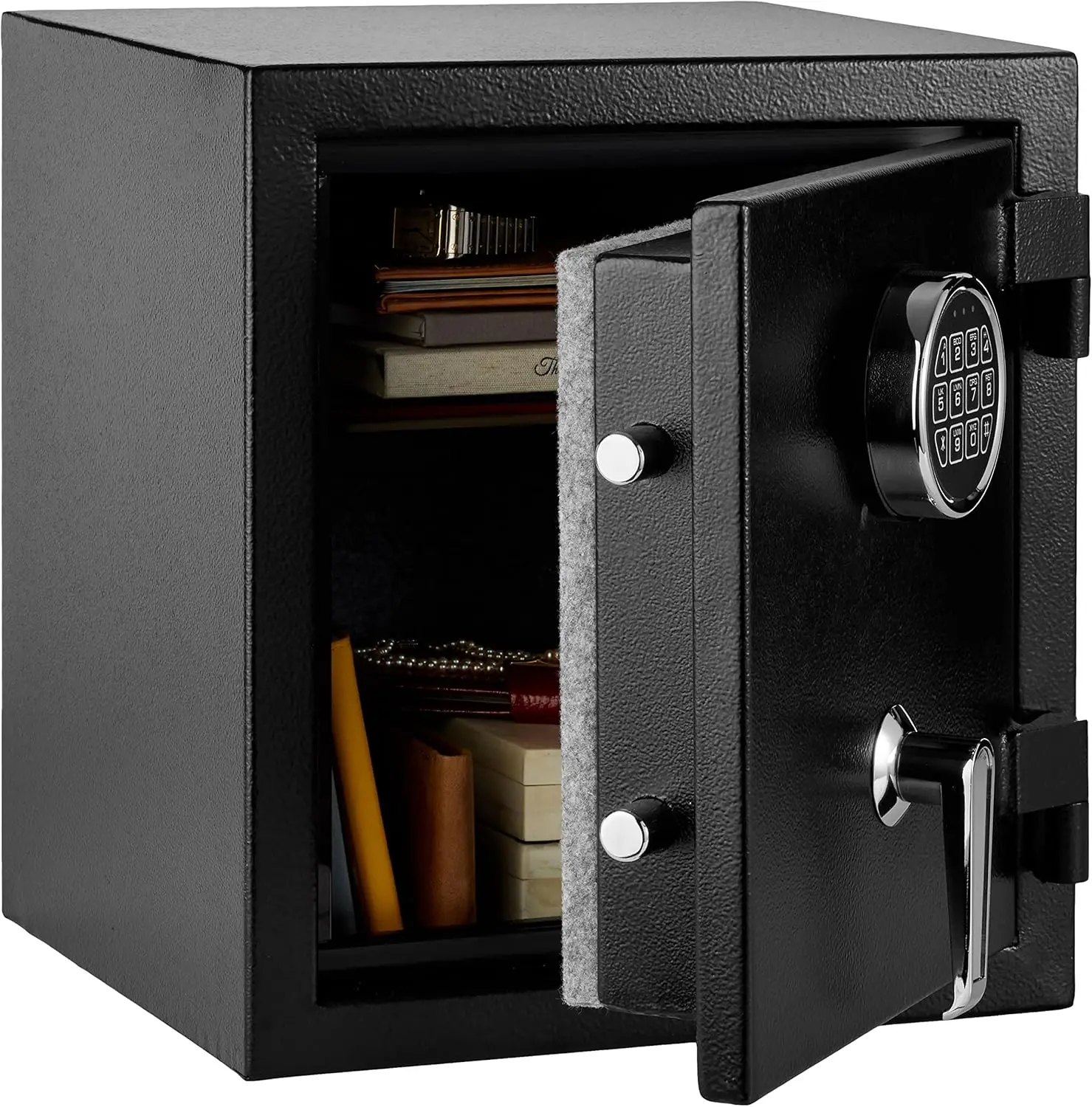 Fire Resistant Security Safe with Programmable Electronic Keypad, Home Safe, fire proof safe for home documents, 0.83 Cubic Feet