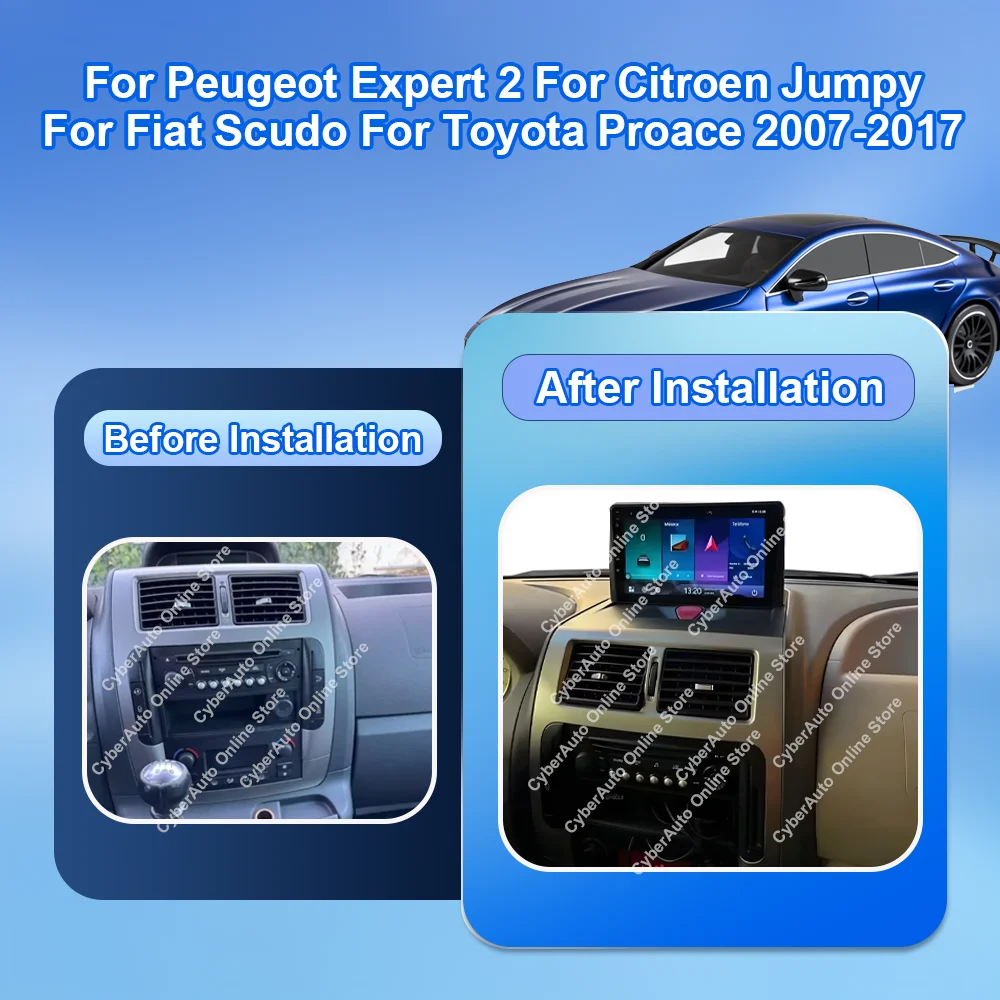 أندرويد لبيجو خبير 2 لسيتروين ثاب لشركة فيات سكودو لتويوتا Proace 2007-2017 راديو السيارة مشغل وسائط متعددة Carplay 4G