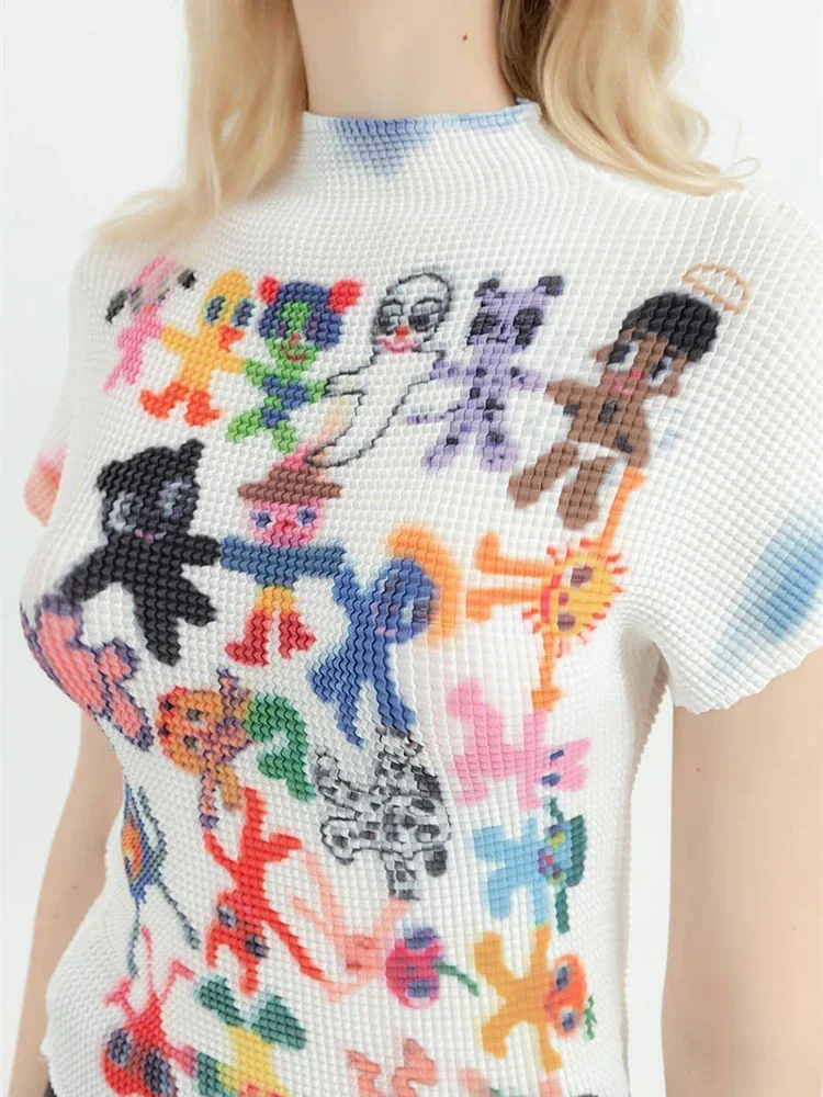 تي شيرت نسائي Harajuku كوري Y2k جرافيك مطبوع بأكمام قصيرة تي شيرت علوي ملابس عصرية عتيقة ملابس الشارع الشهير تي شيرت صيفي برقبة دائرية