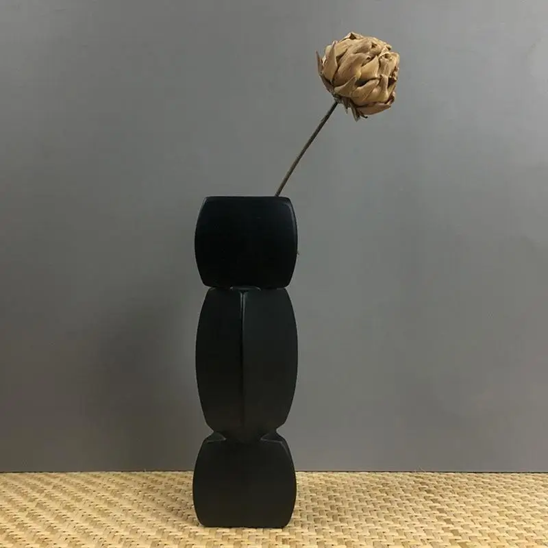 QX2E Nordic Minimalist Ceramic Vase for Creative Abstract Lotus Root Irregular Geometric for Triangle Shaped Flower Pot Ornament