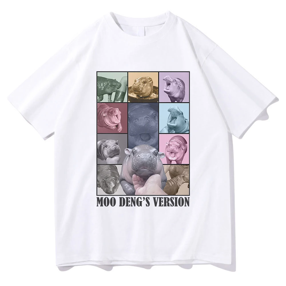 Moo Deng Hippo The Eras Tour Tshirts 2024 Men/women Clothing Unisex Cotton Short Sleeve Summer Graphic TShirt Vintage Clothes