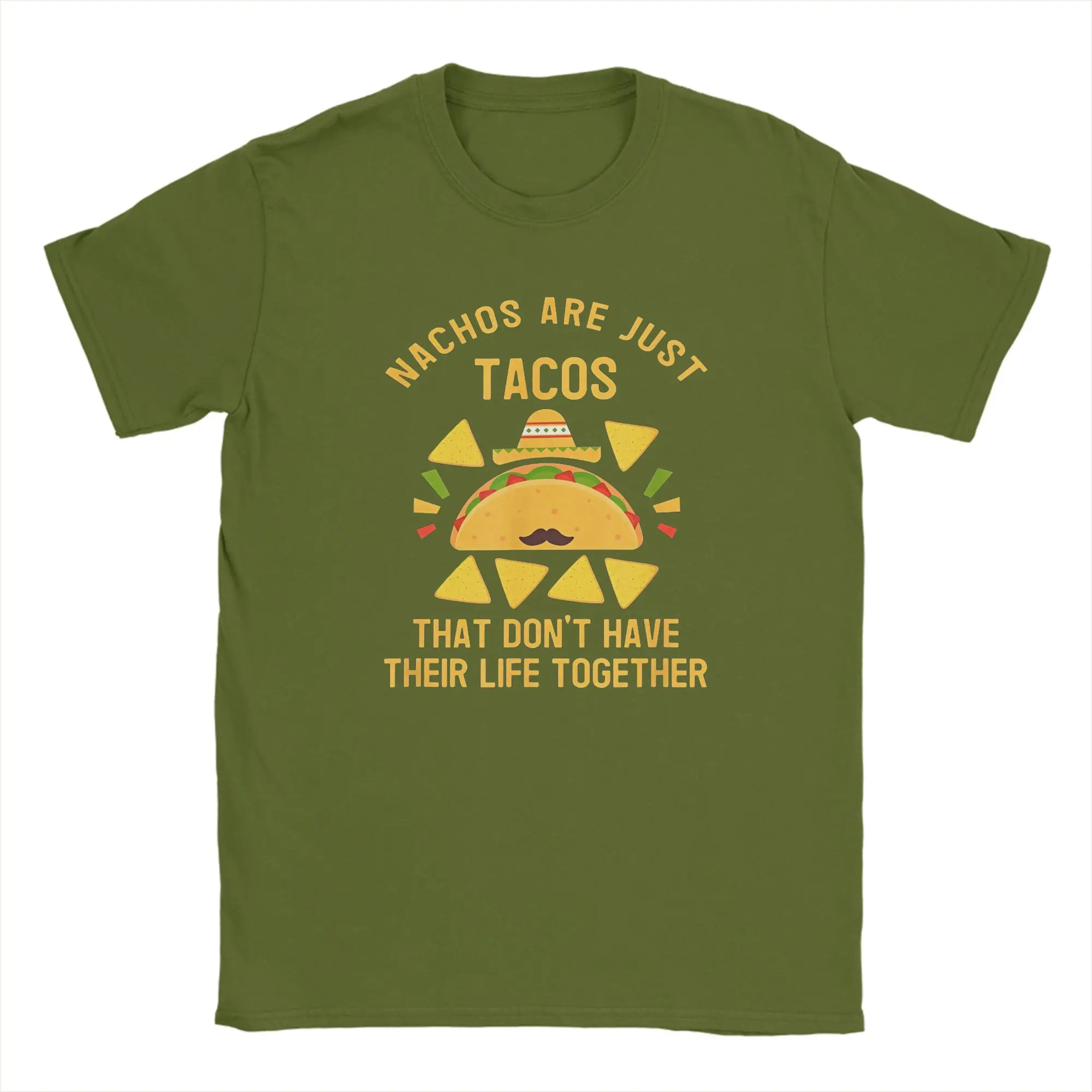 Nachos Are Just Tacos T Shirt for Men Cotton T-Shirt Round Collar Cinco De Mayo Tee Shirt Short Sleeve Clothes Graphic Printed