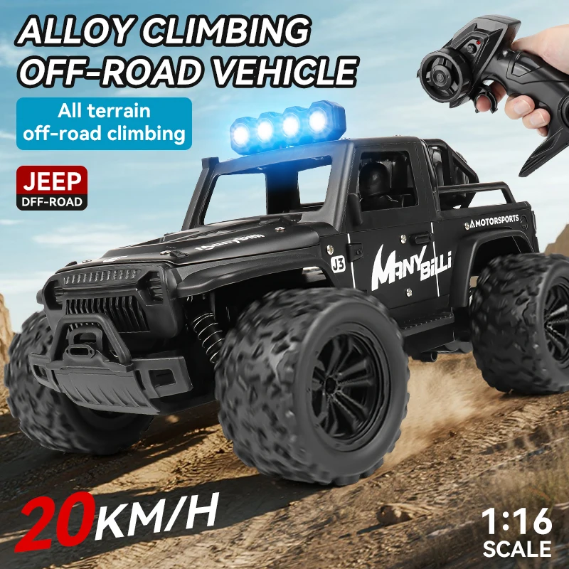 1:16 Remote Control Car Lights and Sound 2.4GHz Remote Control Jeep for Kids All Terrain Off-Road Jeep RC Car Toys Gift for Boys view 3