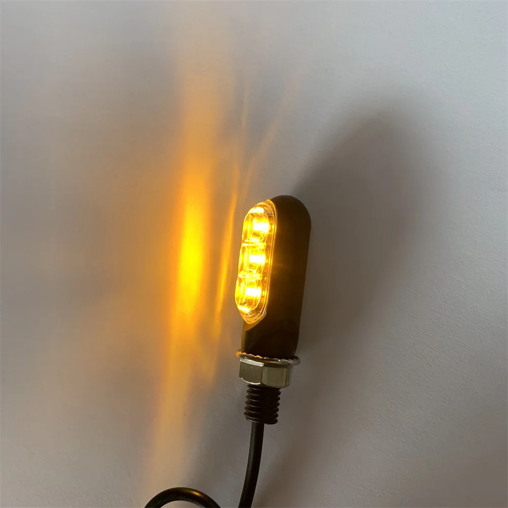 

2Pcs 3LED Motorcycle Turn Signal Lights, Mini LED Running Indicator Blinker Lamp Universal Motorbike Accessories