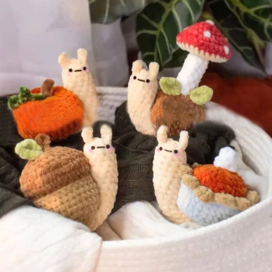 Handmade crocheted Various styles Snail ornament Cute cartoon Mushroom snail For children toys Office desktop snail decoration