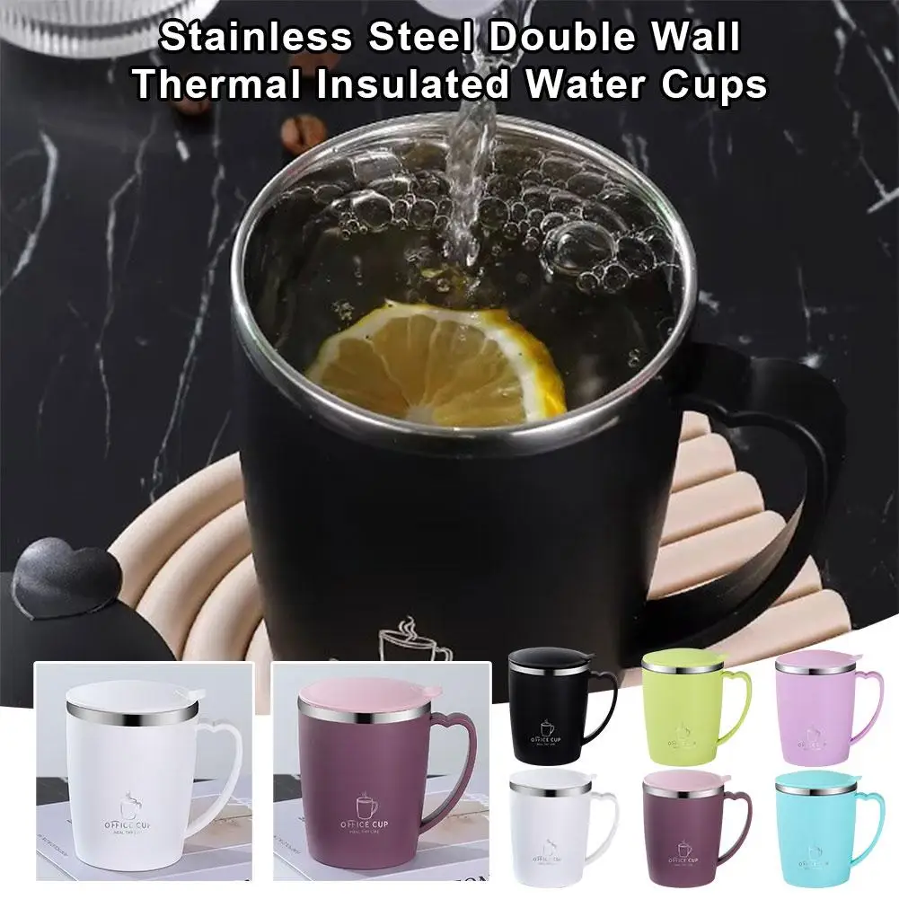 350ml Mug Tainless Steel Coffee Cup With Handle Bottle Vacuum Leak-proof Portable Cup Thermal Water Flask Insulated M2e0