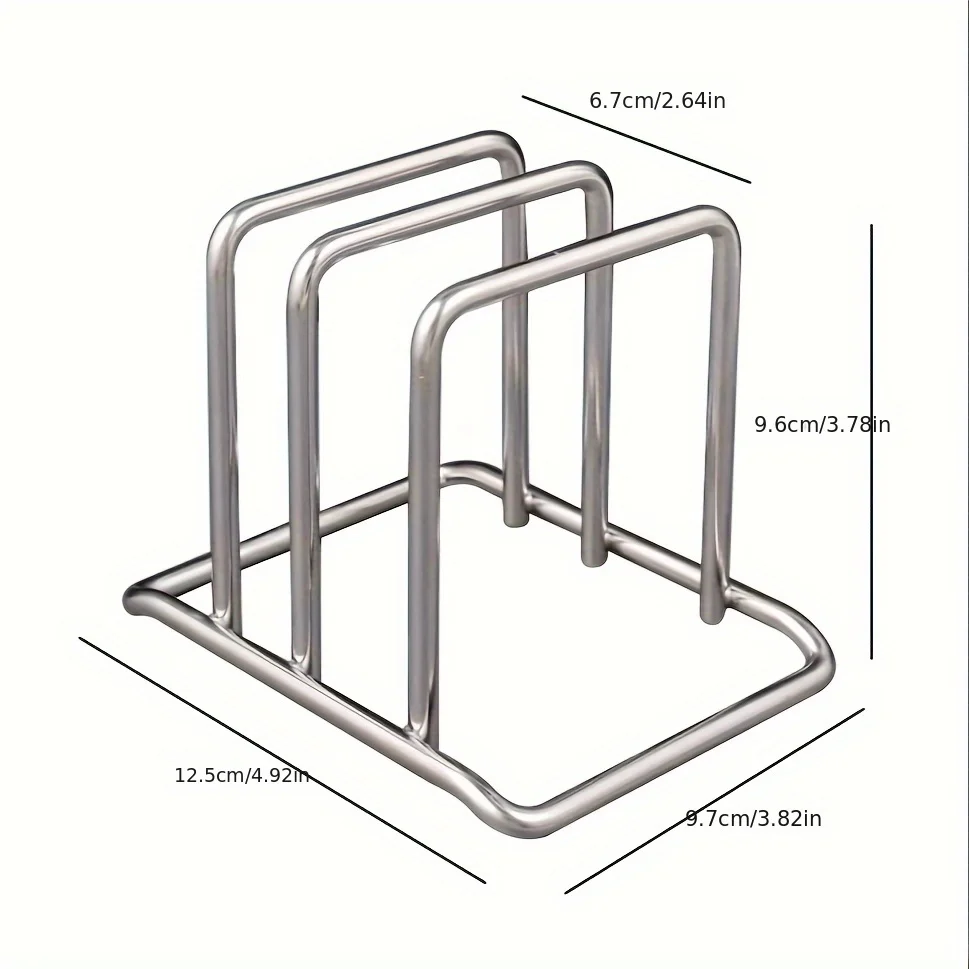 قطعة واحدة من غطاء وعاء الفولاذ المقاوم للصدأ الموفر للمساحة ومجموعة منظم لوح التقطيع - رف كونترتوب عالي التحمل، منظم المطبخ