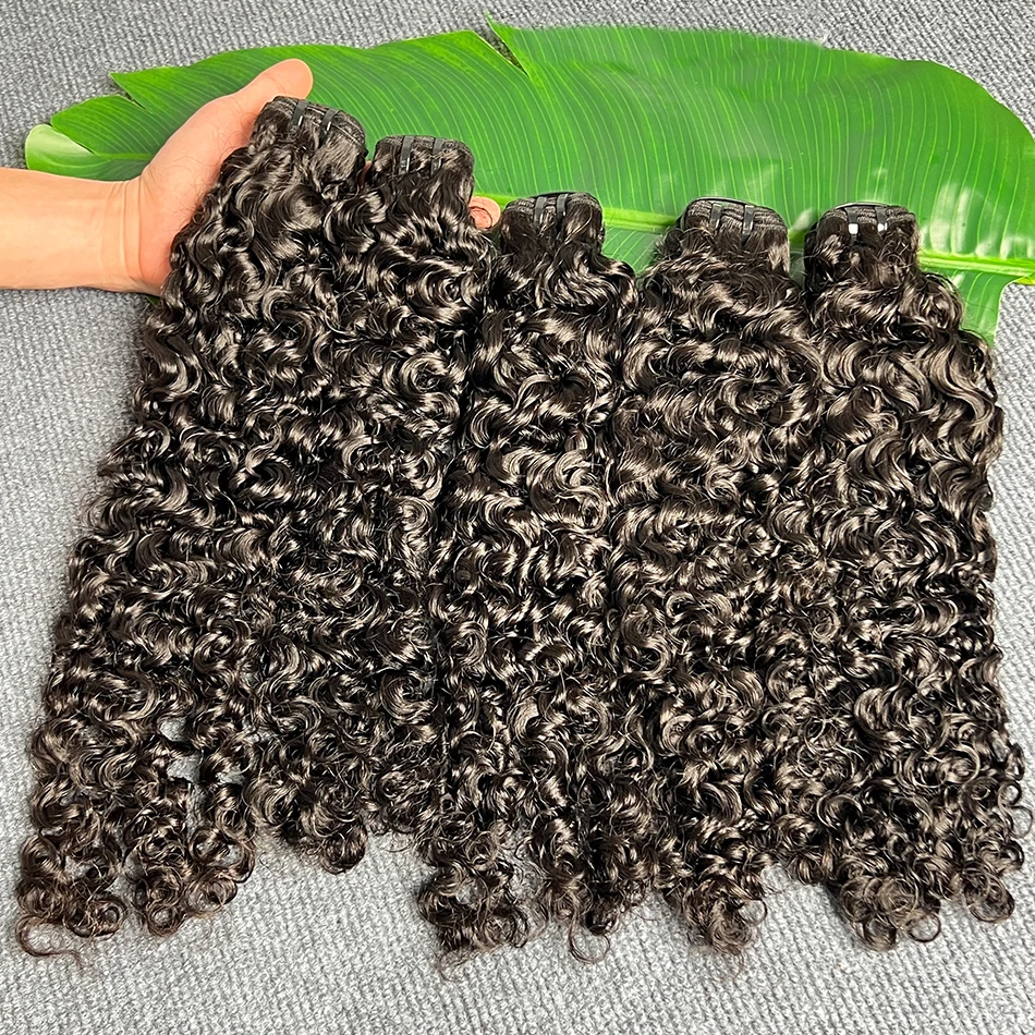 البورمية شعر بشري مجعد حزم لحمة مزدوجة الفيتنامية نسج الشعر ملحقات اللون الأسود الطبيعي الخام عذراء الشعر حزمة صفقات