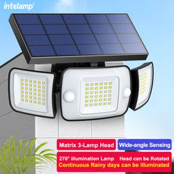 Intelamp-luz Solar para exteriores con Sensor de movimiento, lámpara de calle de pared brillante impermeable para jardín, patio, camino, garaje, escaleras, porche