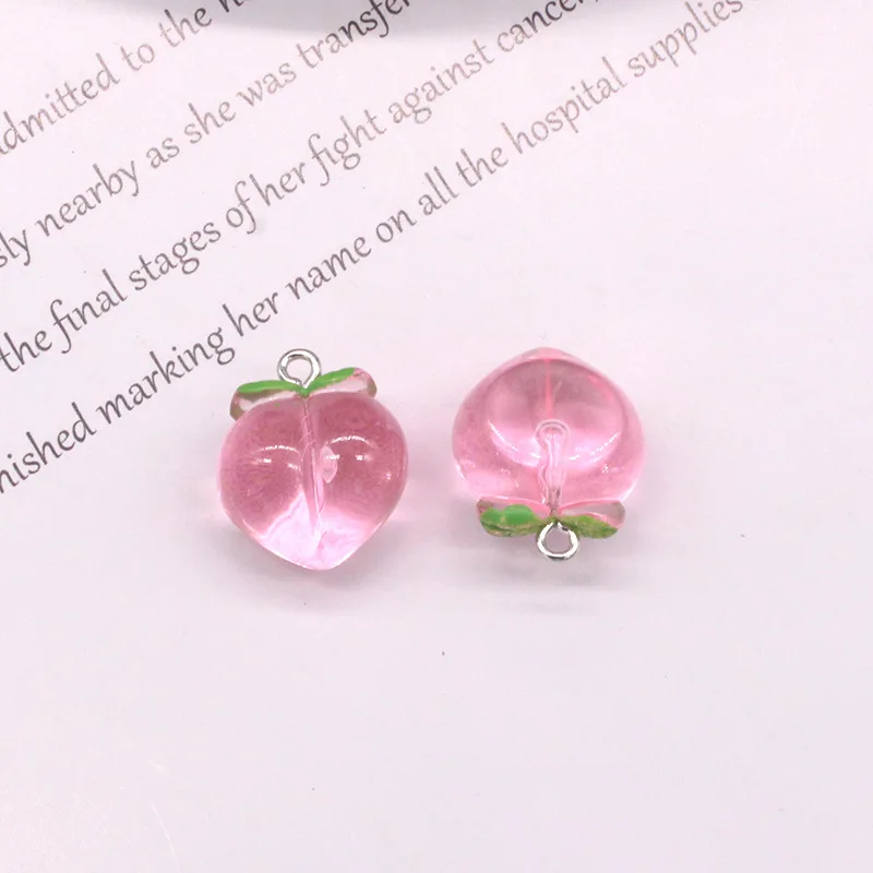 10 sztuk imitacja Friut Charms żywica różowa brzoskwinia wisiorki do tworzenia biżuterii kolczyki brelok naszyjnik DIY Cratfs ustalenia — zdjęcie 7