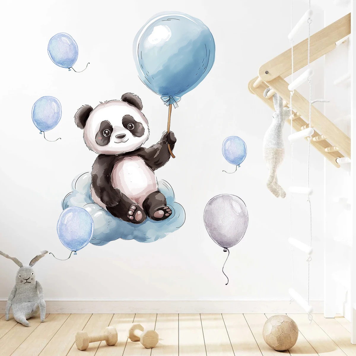 Cartoon Cloud Balloon Panda Wall Stickers for Kids Room Home Decor Accessories Living Room Bedroom Decoration Wall Decals