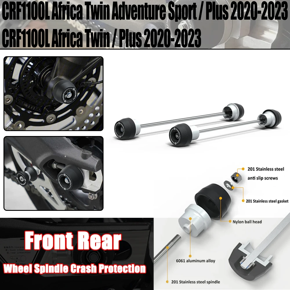 

For Honda CRF1100L Africa Twin / Plus / Adventure Sport / Adventure Sport Plus 2020-23 Front Rear wheel Spindle Crash Protection