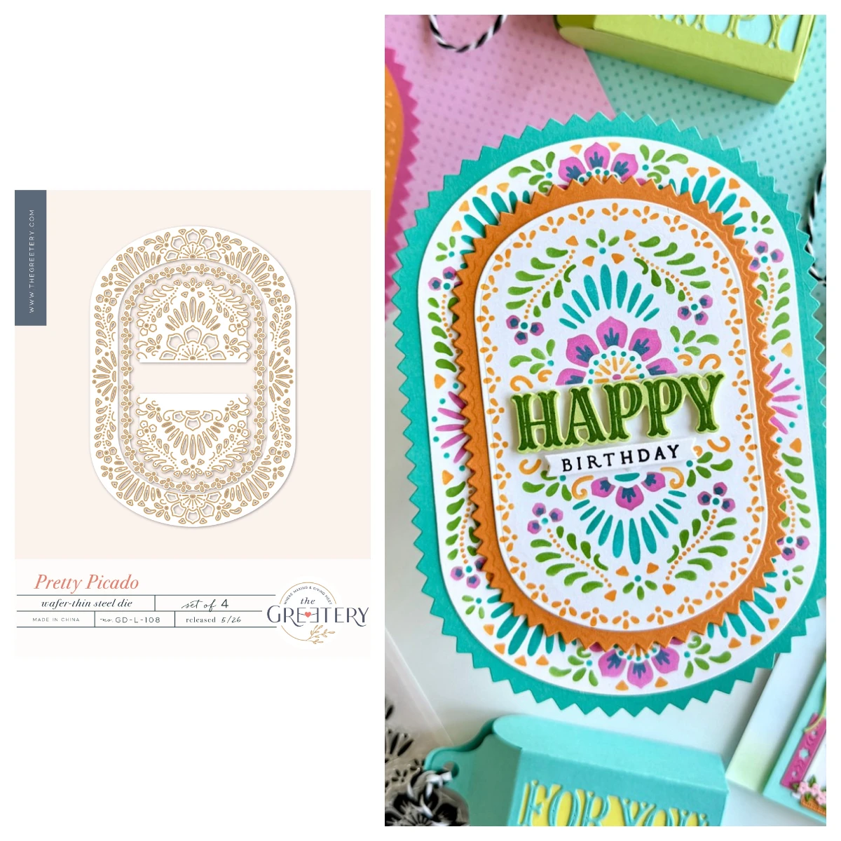 

May 2026 New New Greetery Pretty Sentiments Borders Blooms Banners Arch Box Mini Dies Stamps Stencil DIY Scrapbook Greeting Card