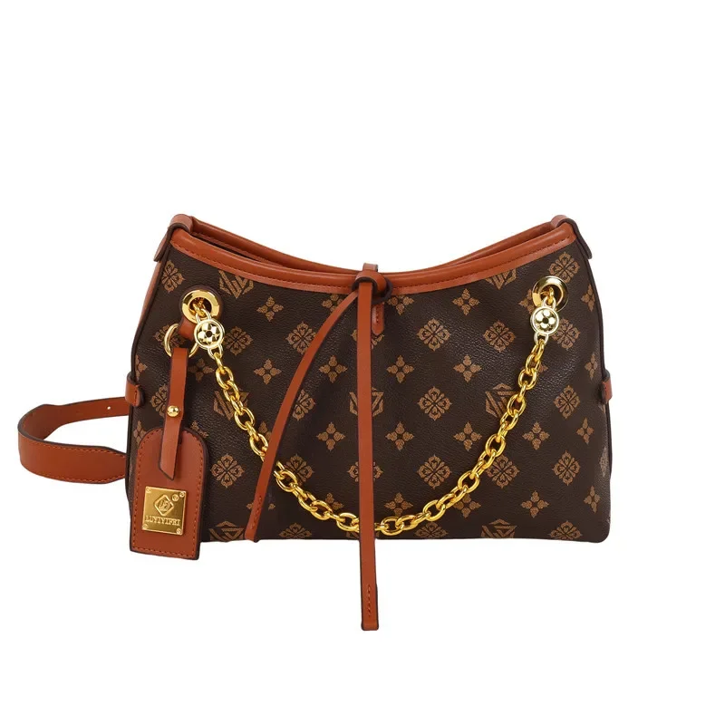 

Высококачественная женская сумка через плечо с цепочкой 2025 года — пригородная сумка большой вместимости с винтажным принтом | Роскошная текстура через плечо