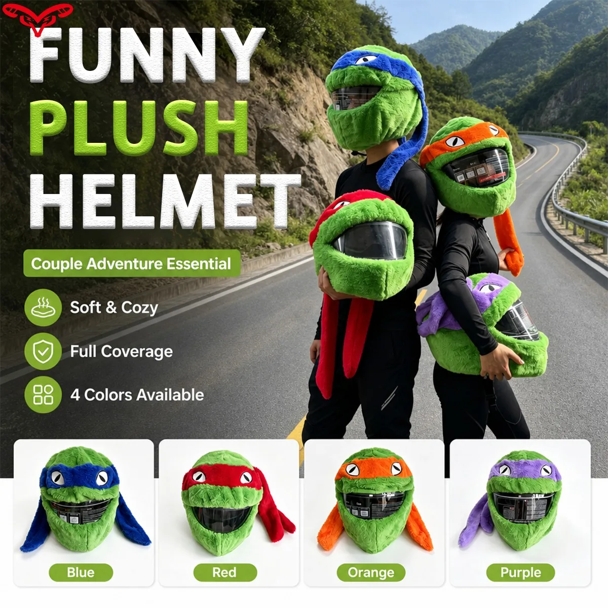 Funny Motorcycle Helmet Cover Full Face Plush Cartoon Dust Scratch Guard Funny Riding Gift for Bikers