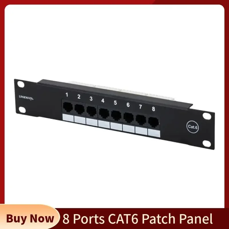 Network Adapter 8 Port CAT6 Patch Panel 10 Inch 1U Rack Mount for Household Distribution Frame Weak Current Box RJ45 8P8C Socket