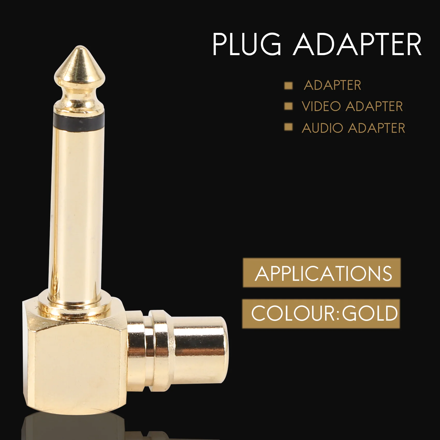 New 3C-2-PACK Female Jack to 1/4 inch Mono Male Plug Right Angle Audio Adapter,gold