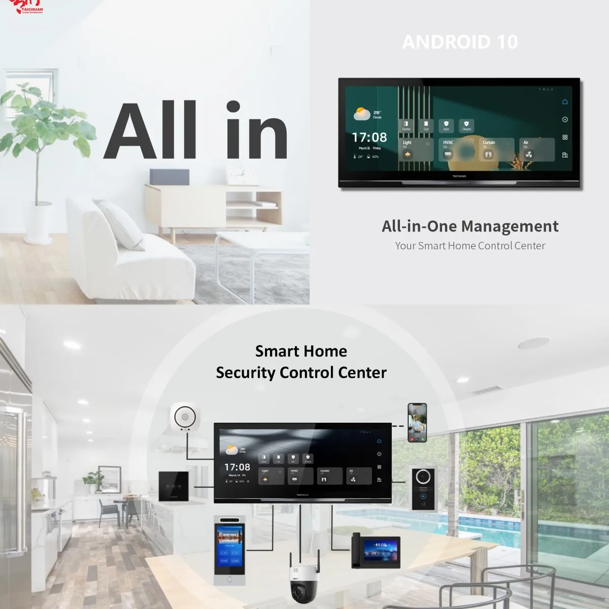 12 inch Android OS All in One Smart Control Panel with 4 relays for light control Tuya Smartlife Home Security Control Center