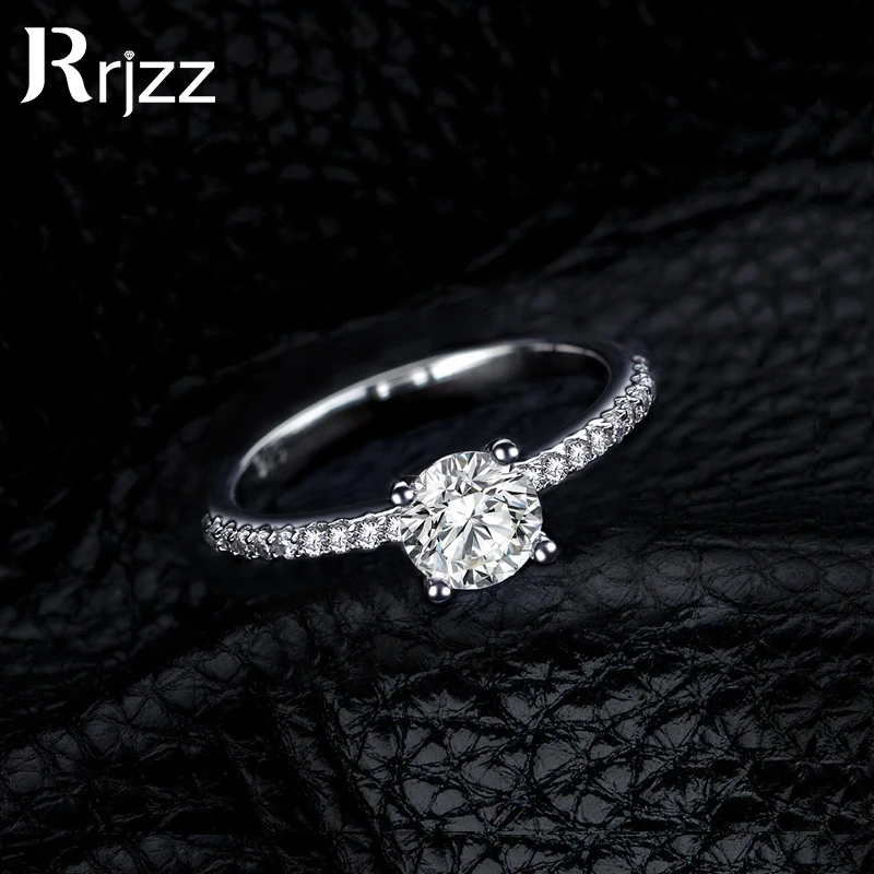 

Rrjzz Classic 1CT 2CT D-Color Moissanite Zircon Women Engagement Ring Exquisite 925 Sterling Silver Wedding Rings Trendy Jewelry