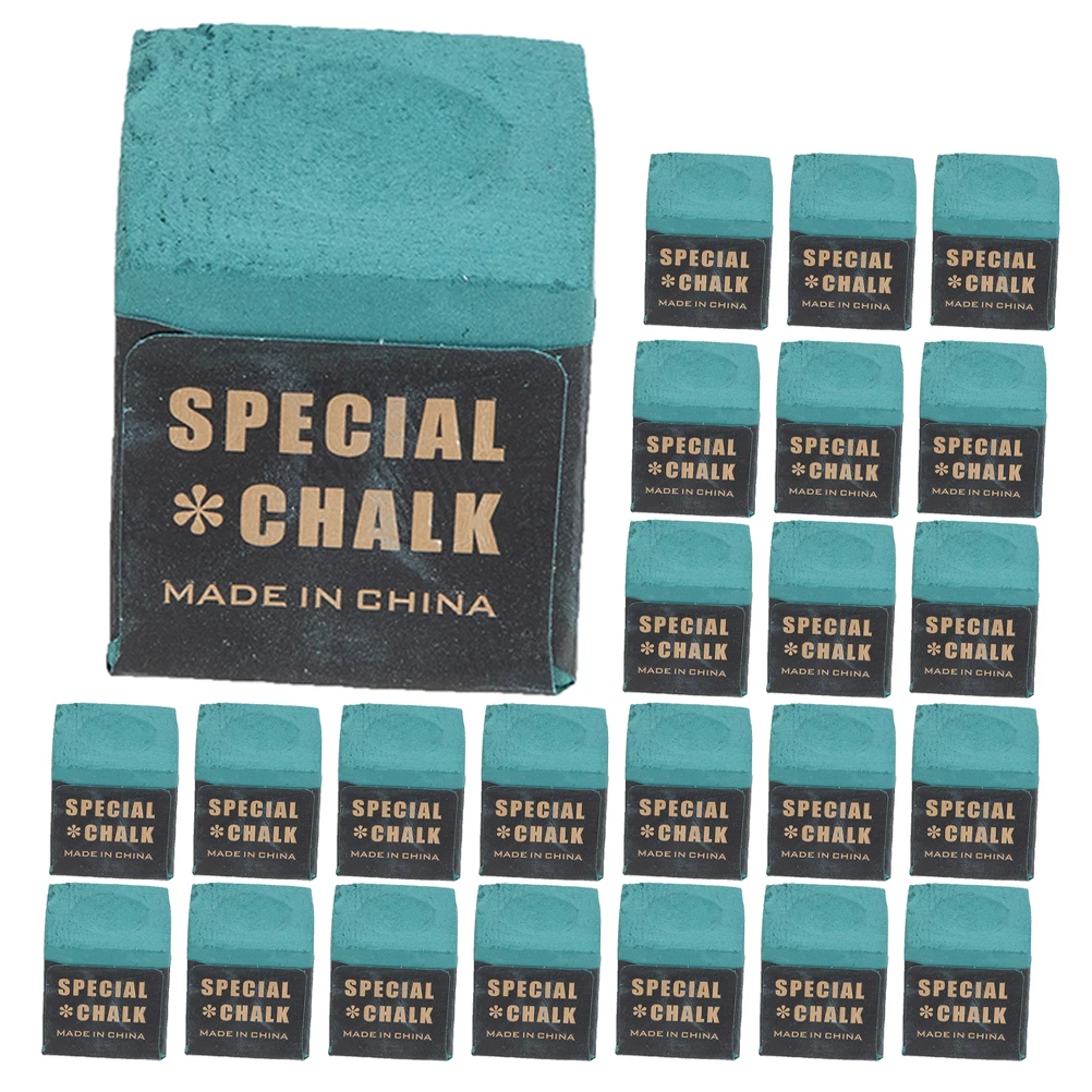

24 Pcs Chalk Powdered Pool Cue Billiards Cubes Table Chalks Green Snooker Equipment