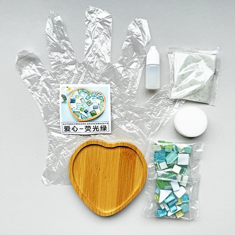 Love Shape Handmade DIY Material Package Creative Mosaic Bamboo Coaster Children Make It Themselves Handicraft