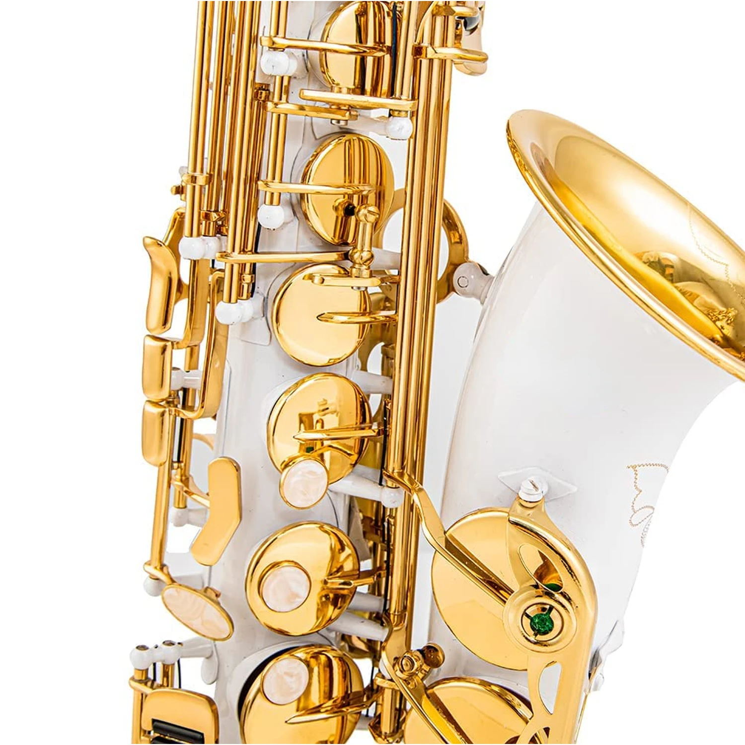 New white professional Alto saxophone saxophone E-flat white paint gold keys engraved beautifully patterned jazz instrument